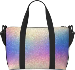 Bright Colorful Crystals Travel Bag Weekender Bags for Women Men Carry on Overnight Bag Tote Bag Yoga Gym Bag With Adjustable Straps for Gym, Work, Personal Items
