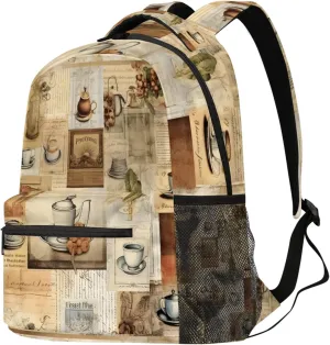 Budxapjw Vintage Newspaper Travel Laptop Backpack for Women Men Newspaper Pattern Waterproof Bag with Adjustable Padded Shoulder Straps for Business Work Travel Hiking Camping