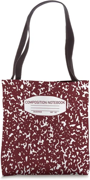 Burgundy Composition Notebook Pattern Tote Bag