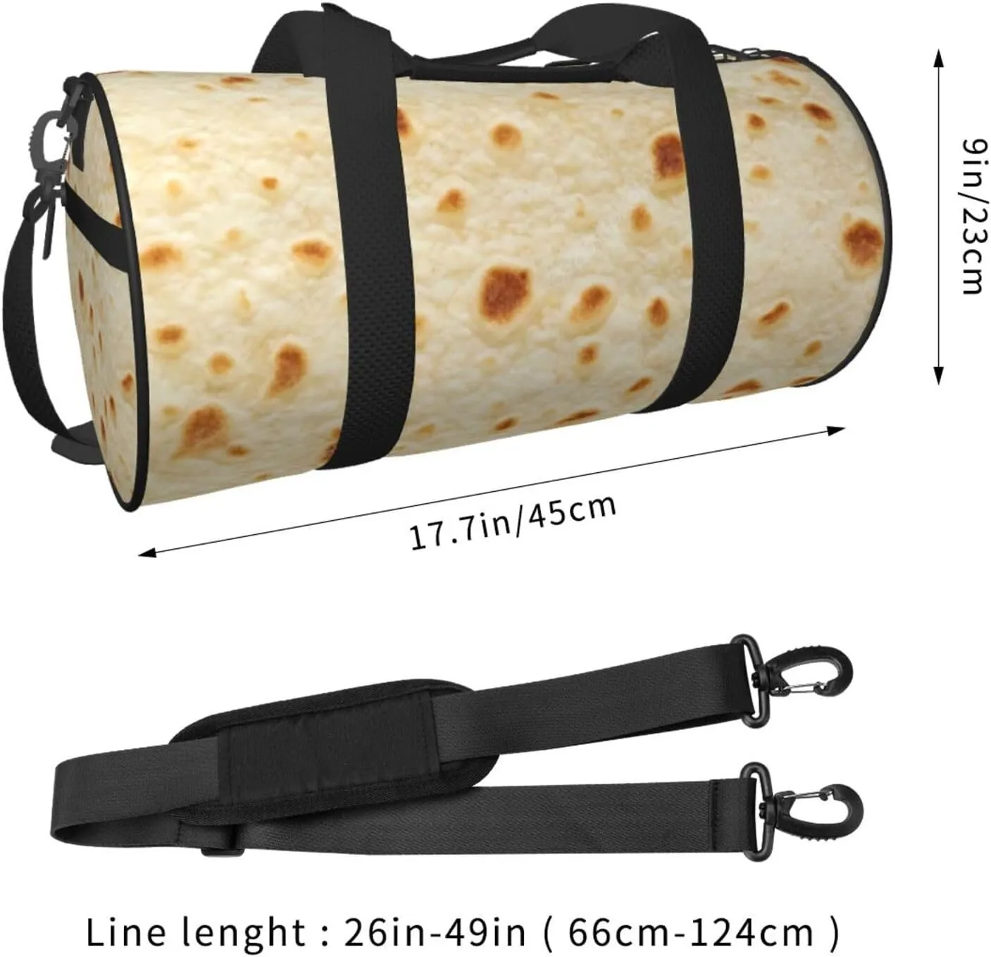 Burritos Sports Gym Duffel Bag For Men Women Weekender Travel Workout Training Handbag