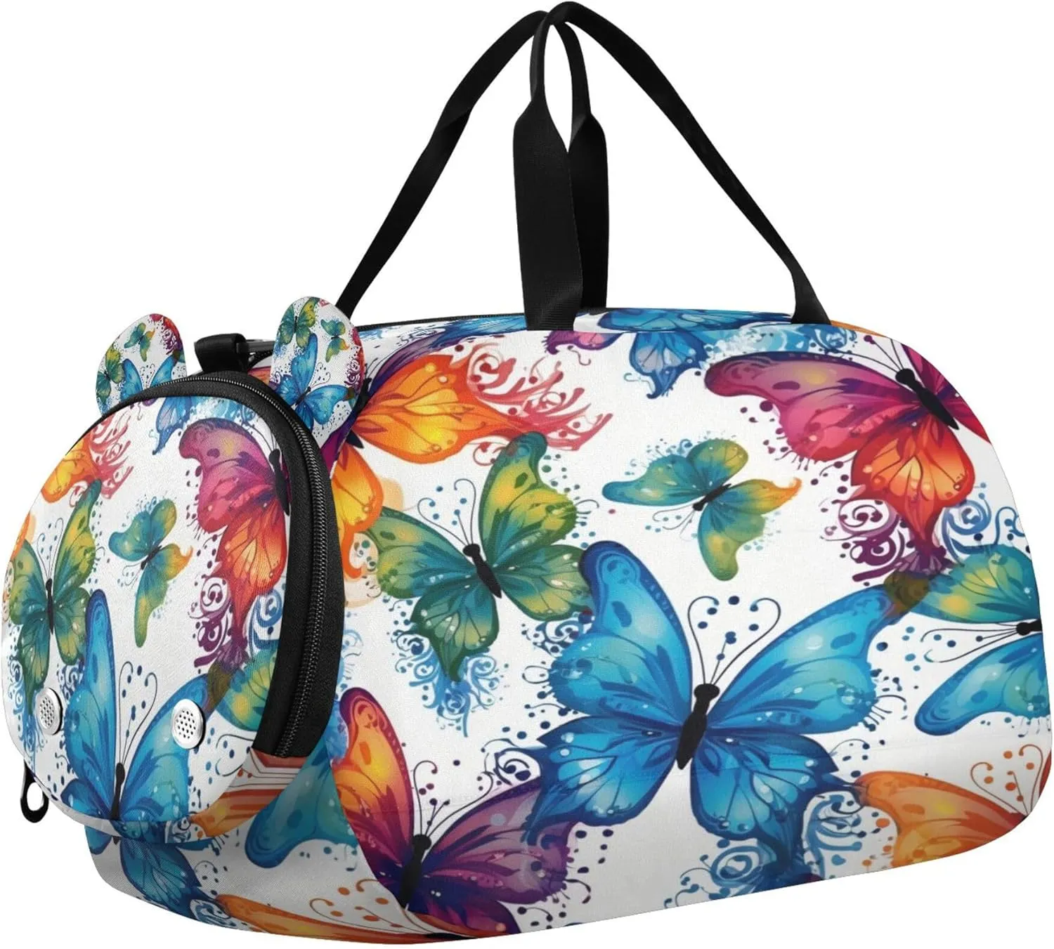 Butterfly Kids Overnight Sports Duffel Bags with Shoe Compartment & Wet Pocket Travel Sport Gym Bag for Girls Boys