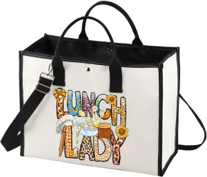 BWWKTOP Lunch Lady Tote Bag Lunch Workers Appreciation Gift Lunch Lady Shoulder Bag Lunch Mom Merch