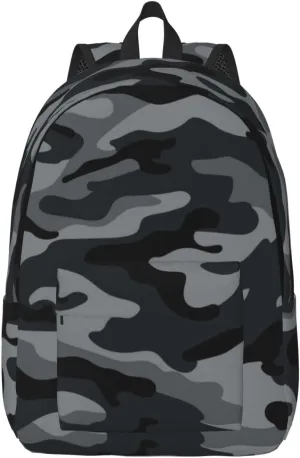 Camo Camouflage Grey Backpack 15.7 Inch Laptop Backpack Travel Hiking Daypack Multipurpose Bookbag For Men Women