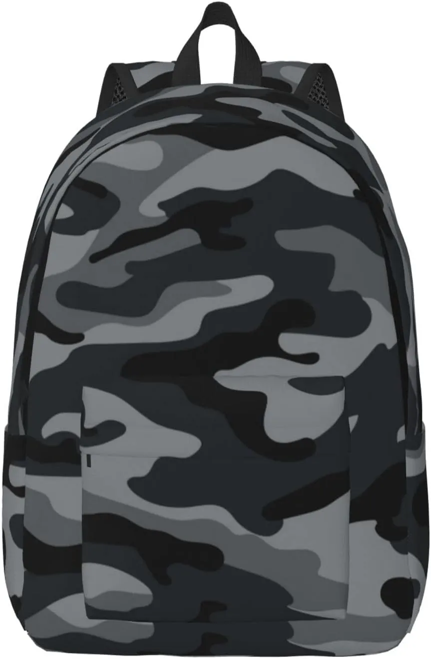 Camo Camouflage Grey Backpack 15.7 Inch Laptop Backpack Travel Hiking Daypack Multipurpose Bookbag For Men Women