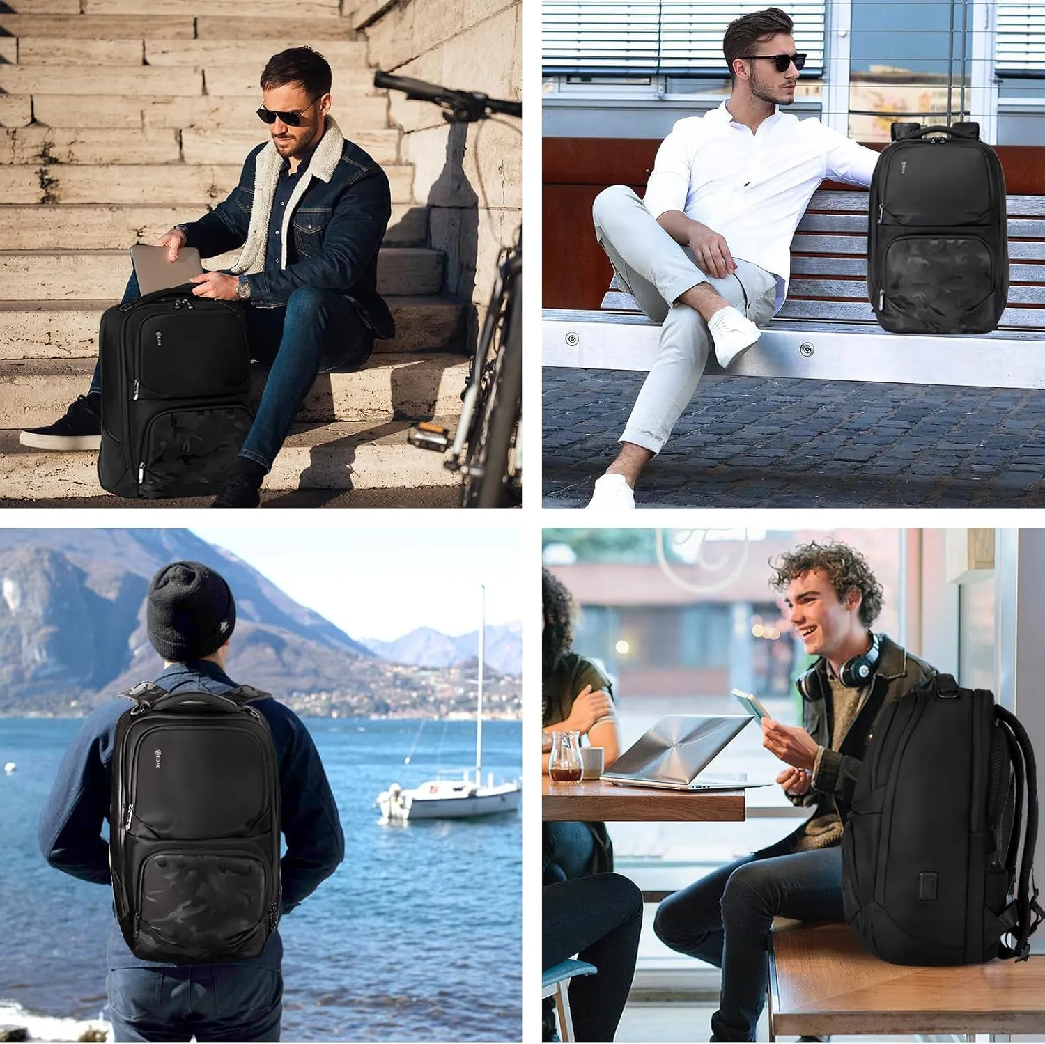 Camouflage Business Backpack for Men, Tech-Savvy Laptop Backpack with USB Charging Port and Ergonomic Design, 40L Water Resistant Anti Theft Travel Work College Backpack Fits 17.3 Inch Notebook