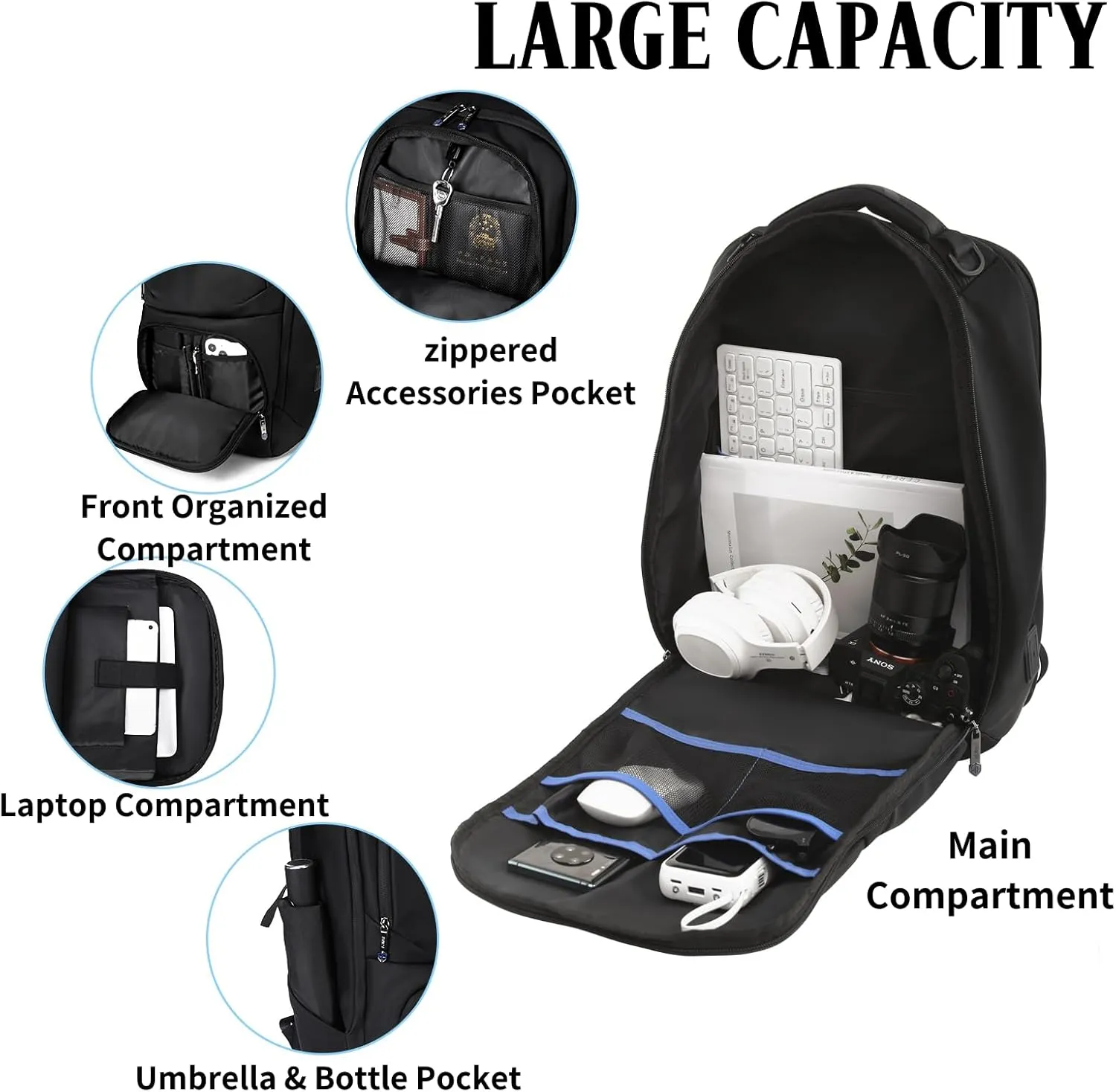 Camouflage Business Backpack for Men, Tech-Savvy Laptop Backpack with USB Charging Port and Ergonomic Design, 40L Water Resistant Anti Theft Travel Work College Backpack Fits 17.3 Inch Notebook