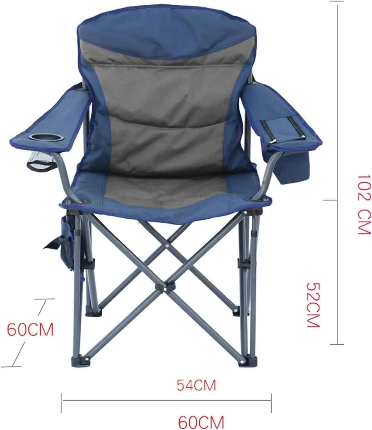 Camping Chair Outdoor Chair Foldable Chair Outdoor Camping Chair With Lumbar Back Support Padded Lawn Seat Folding Quad Arm Stool With Cup Holder Side Pocket Folding Camping Chair ( Color : Non-adjust