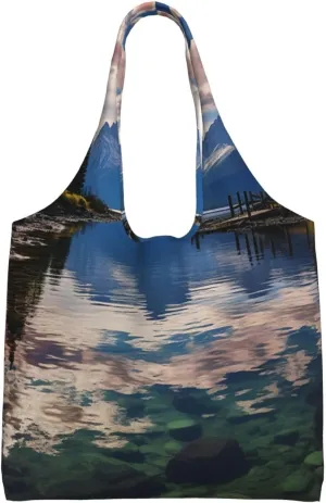 Canvas Aesthetic Tote Bag for Women Handbag National park lake Reusable Grocery Bags with Handles