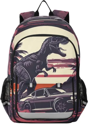 Car Palm Dinosaur Dino Print Backpack for Boys Middle-School Elementary Bookbags 20325667