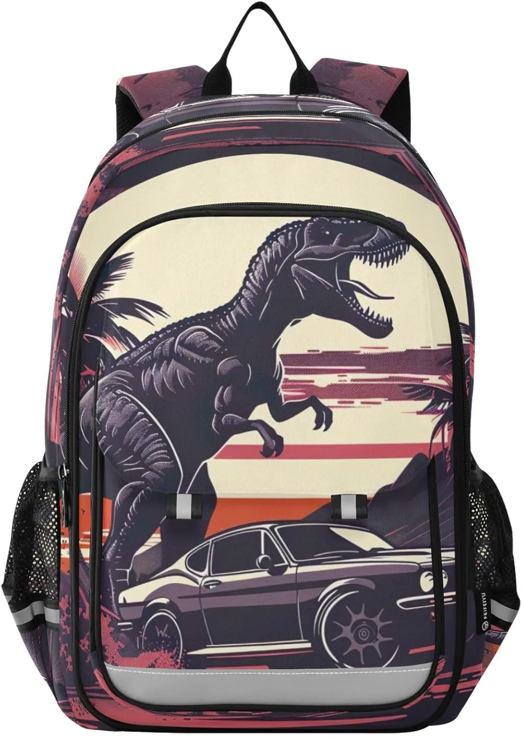 Car Palm Dinosaur Dino Print Backpack for Boys Middle-School Elementary Bookbags 20325667