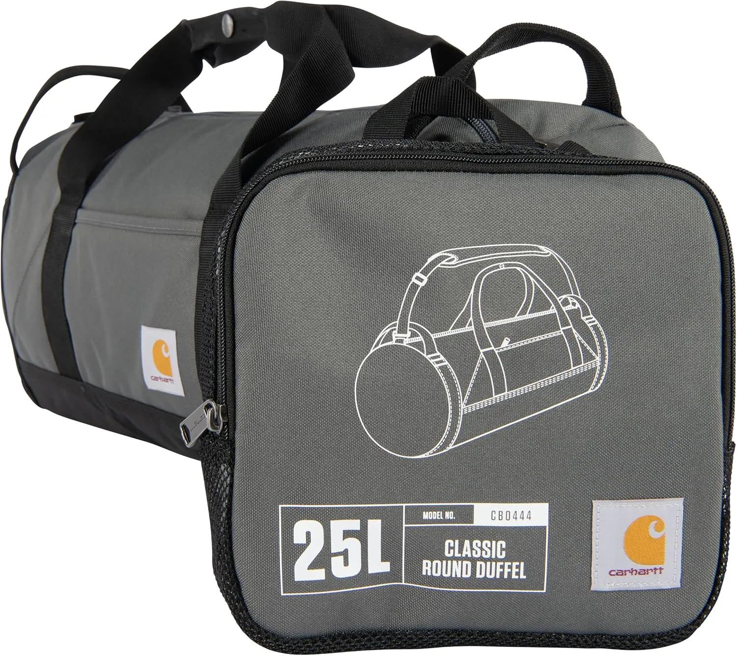 Carhartt Classic Round Duffel with Utility Pouch, Heavy-Duty, Water-Resistant Packable Gear Bag for Jobsite, Gym, and Travel