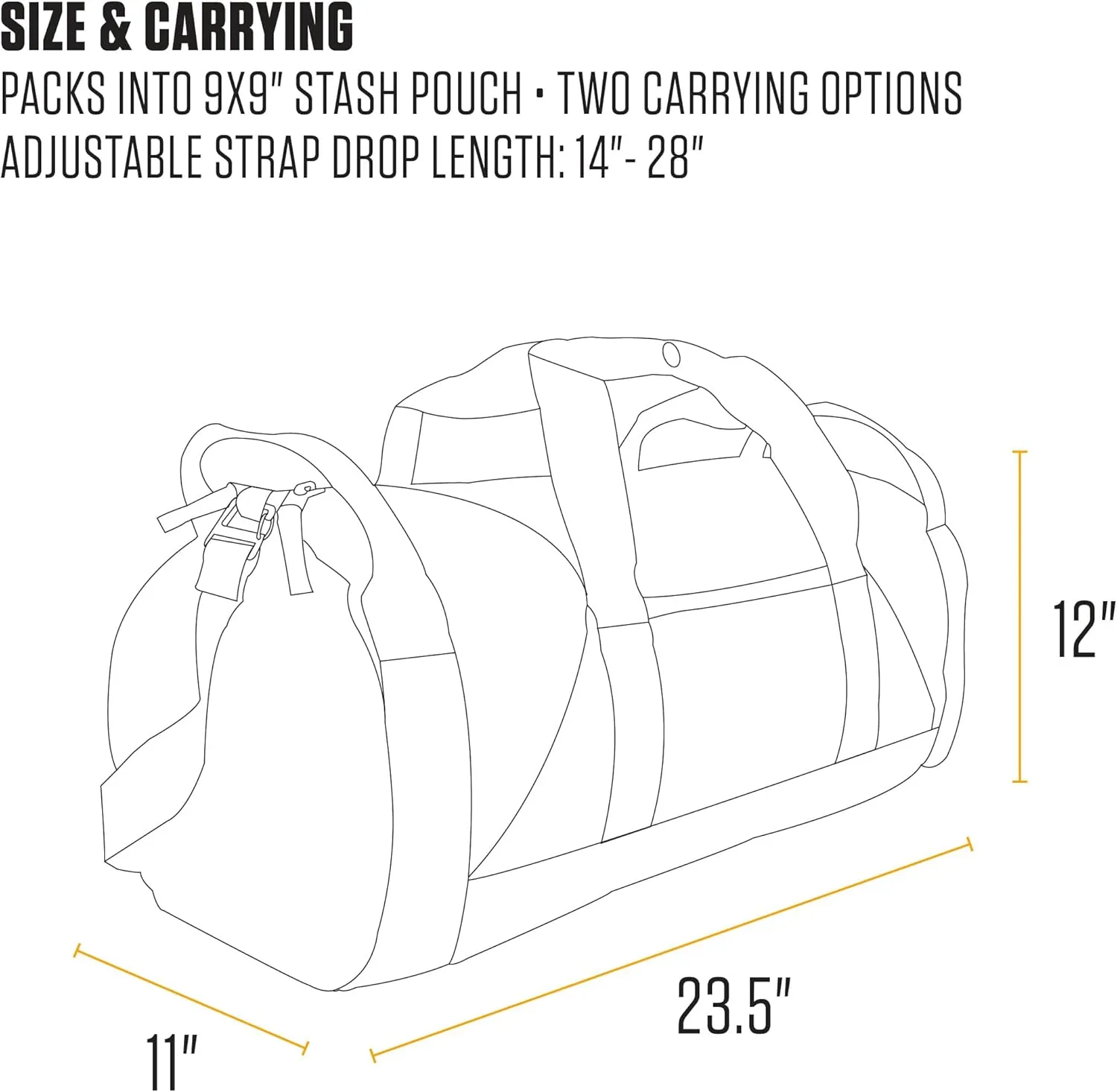 Carhartt Classic Round Duffel with Utility Pouch, Heavy-Duty, Water-Resistant Packable Gear Bag for Jobsite, Gym, and Travel