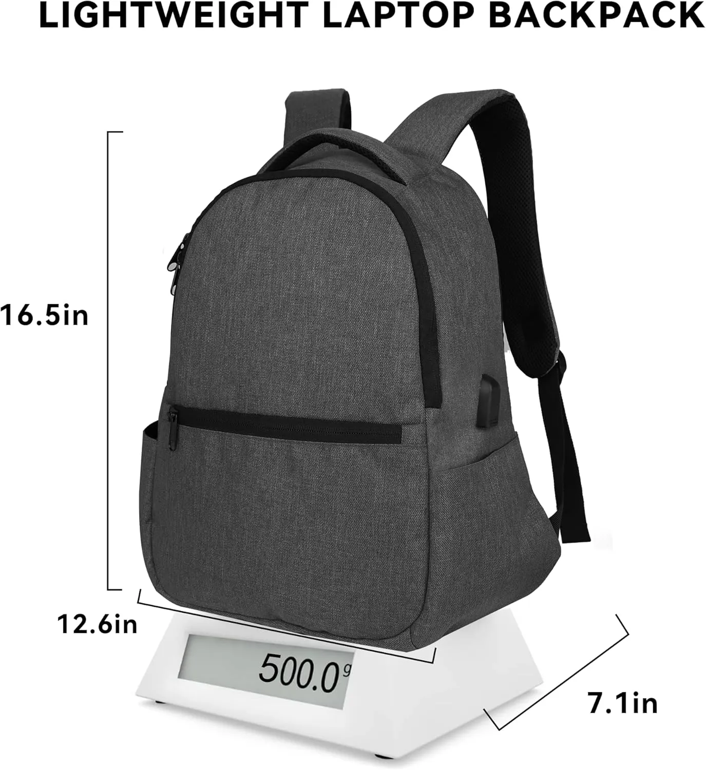 Carry on Backpack for Men Flight Approved 12.6x7.1x16.5(40L), Frontier Airlines Personal Item Bag Fit for 15.6in Laptop,300D Waterproof fabric with USB Charging Port,Gray