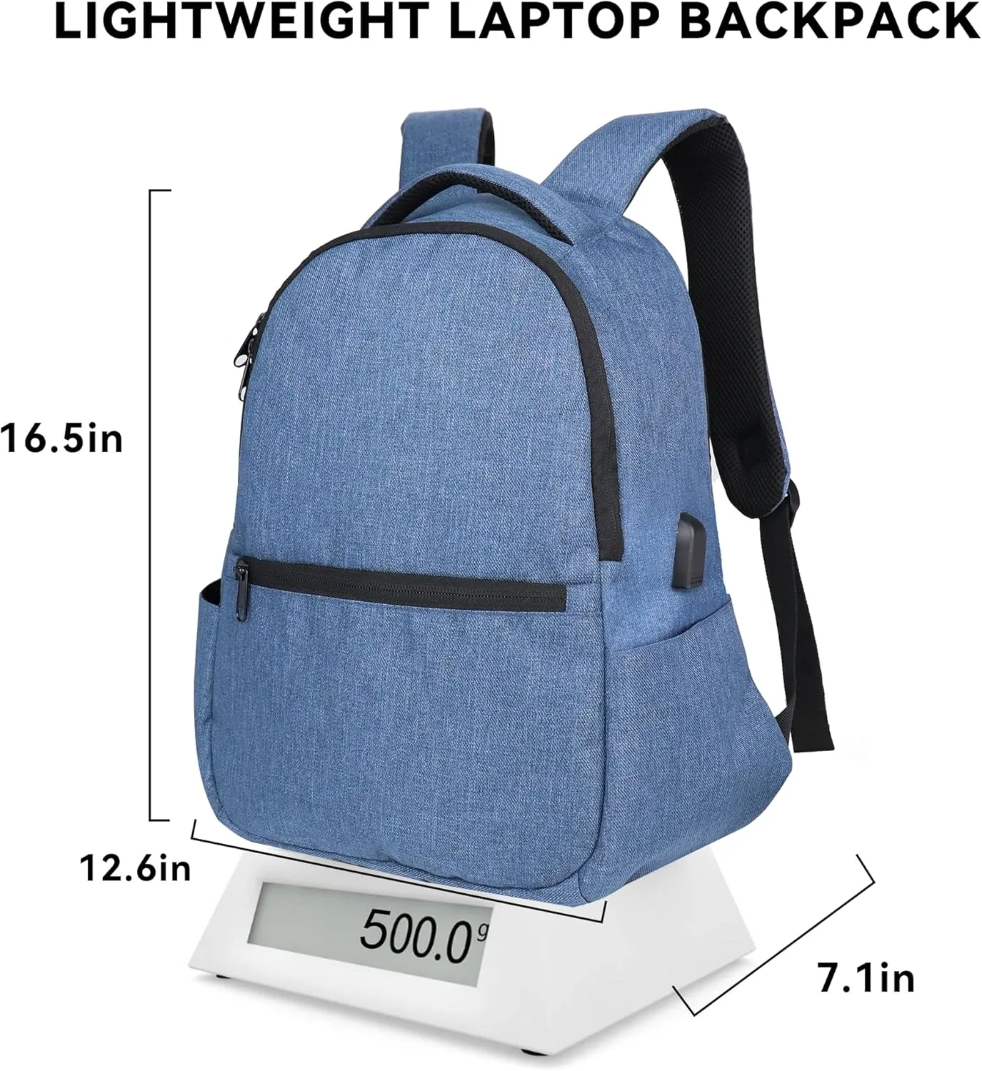 Carry on Backpack for Women Flight Approved 12.6x7.1x16.5(40L), Frontier Airlines Personal Item Bag Fit for 15.6in Laptop,300D Waterproof fabric with USB Charging Port, Blue