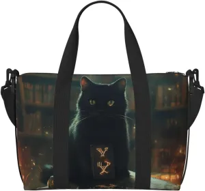 Carry On Duffle Bags Overnight Weekender Bags for Women, Halloween Black Cat Mysterious Notebook Personal Item Travel Bag, Travel Essentials Sport Gym Bag for Men Women