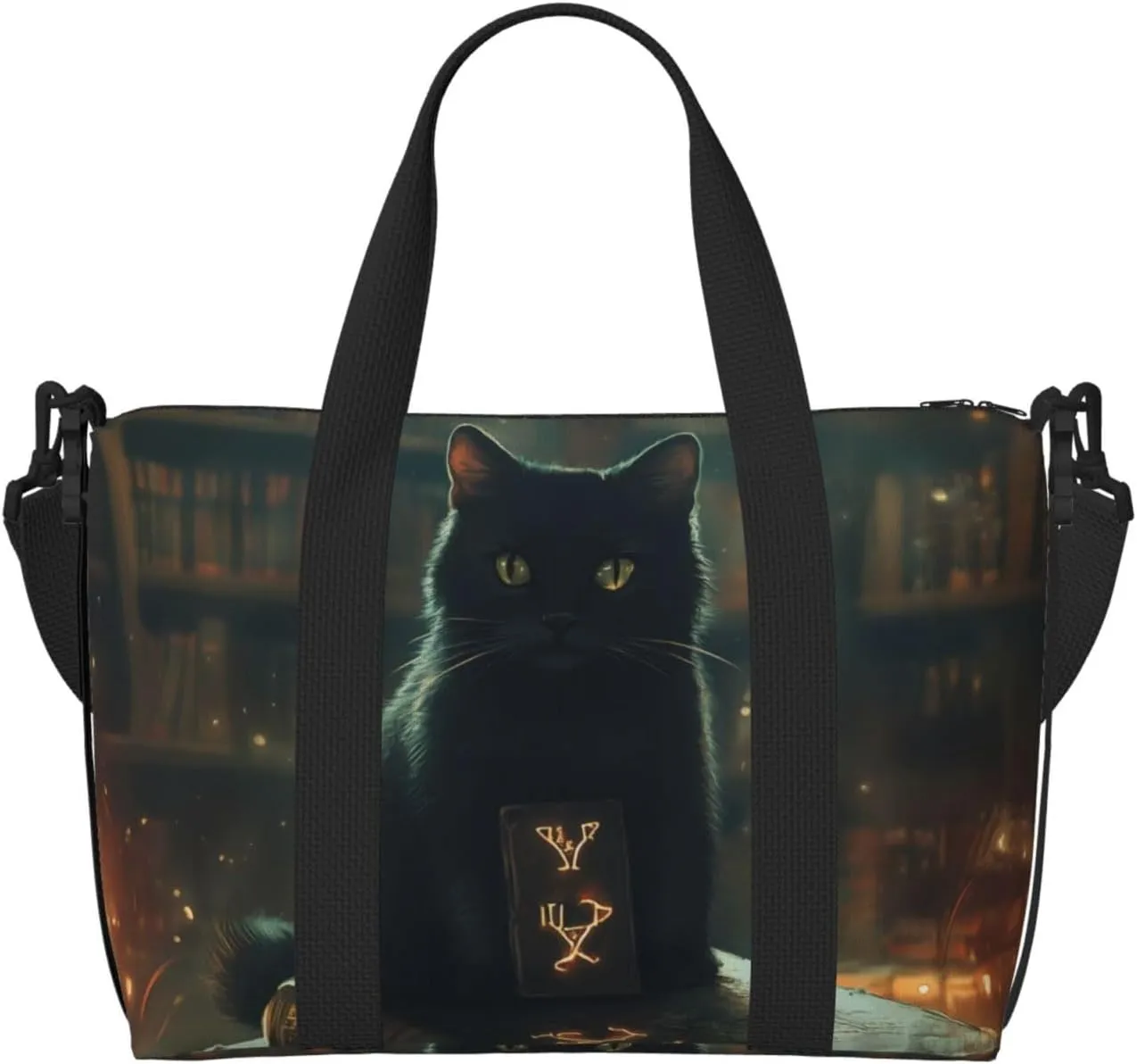 Carry On Duffle Bags Overnight Weekender Bags for Women, Halloween Black Cat Mysterious Notebook Personal Item Travel Bag, Travel Essentials Sport Gym Bag for Men Women