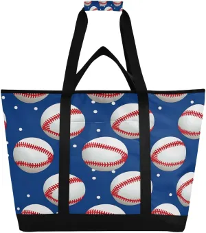 Cartoon Baseball Reusable Insulated Lunchbox Cooler Bag, Leakproof Kitchen Grocery Bag Collapsible Portable Cooler Tote Bag for Picnic, Camping, Office, Travel