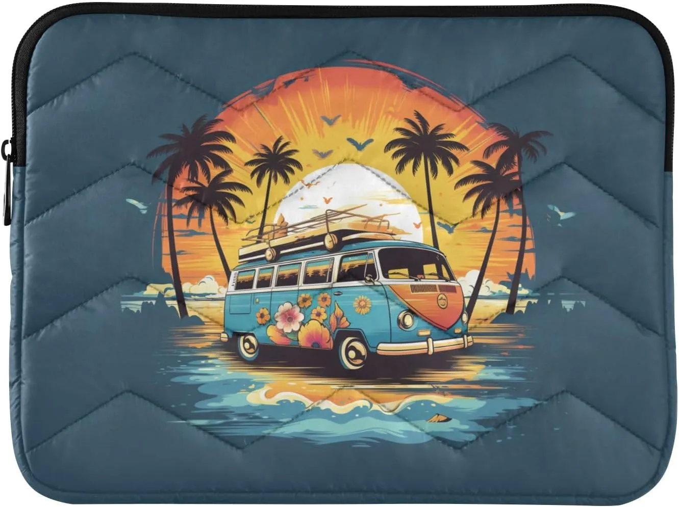 Cartoon Blue Bus Laptop Sleeve Case Notebook Computer Cover Briefcase Tablet Laptop Bag for 13-14 inch