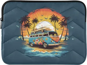 Cartoon Blue Bus Laptop Sleeve Case Notebook Computer Cover Briefcase Tablet Laptop Bag for 13-14 inch