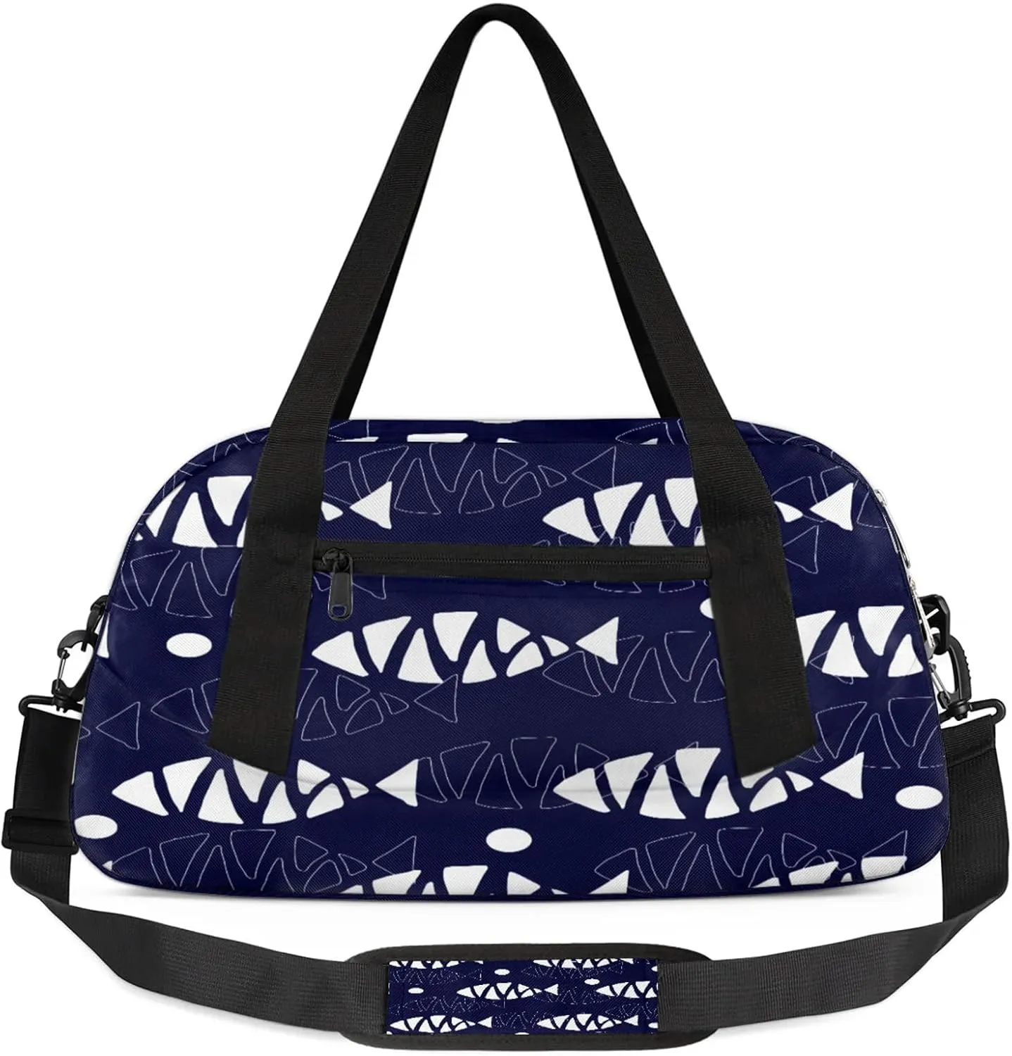 Cartoon Fish Pattern Kids Duffel Bag Lightweight Waterproof Sports Gym Bag with Front Zipper Pocket Foldable Weekender Overnight Bag for School Practice Gymnastic Ballet