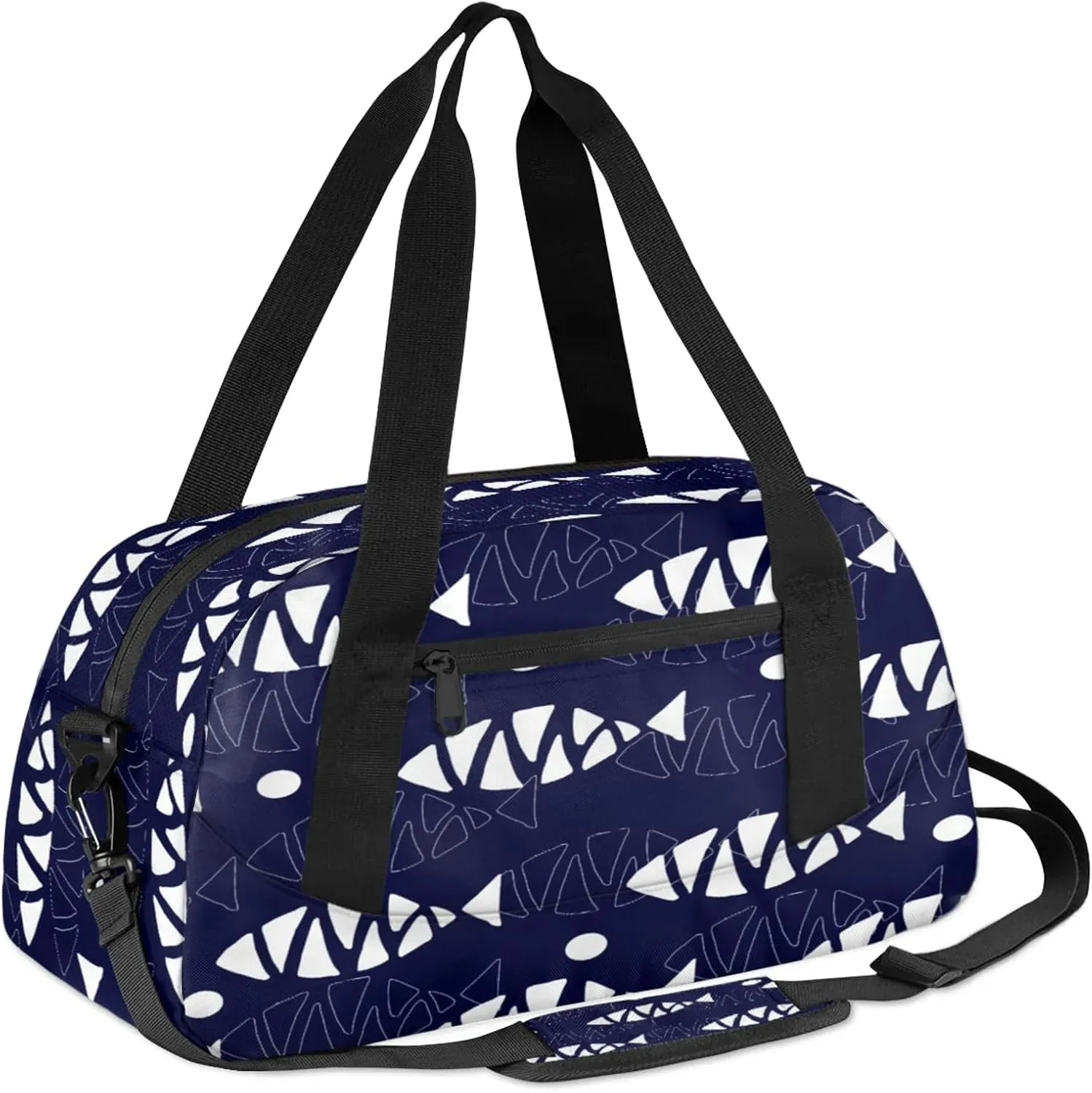 Cartoon Fish Pattern Kids Duffel Bag Lightweight Waterproof Sports Gym Bag with Front Zipper Pocket Foldable Weekender Overnight Bag for School Practice Gymnastic Ballet