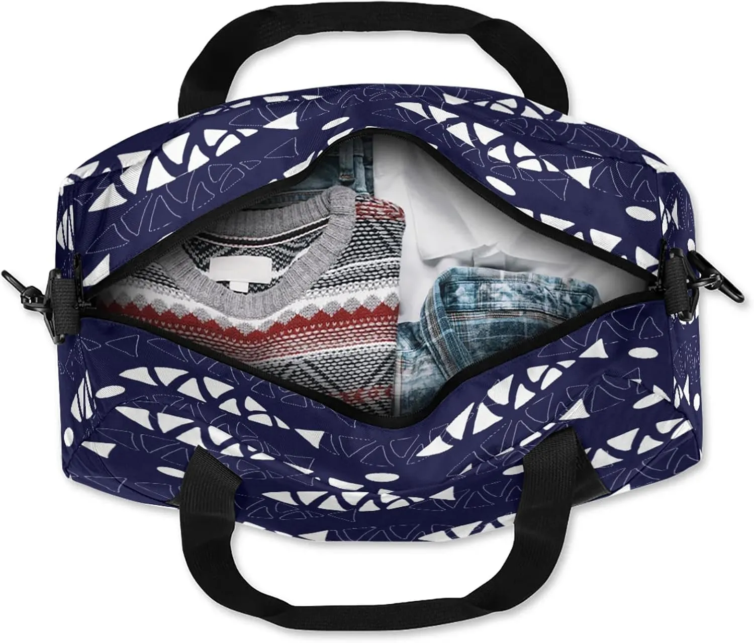 Cartoon Fish Pattern Kids Duffel Bag Lightweight Waterproof Sports Gym Bag with Front Zipper Pocket Foldable Weekender Overnight Bag for School Practice Gymnastic Ballet
