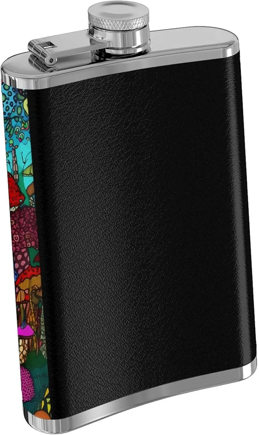 Cartoon Mushroom Stainless Steel Pocket Hip Flask for Men Drinking Wedding, Vintage Flasks for Bar Party Fishing Flagon 8 OZ