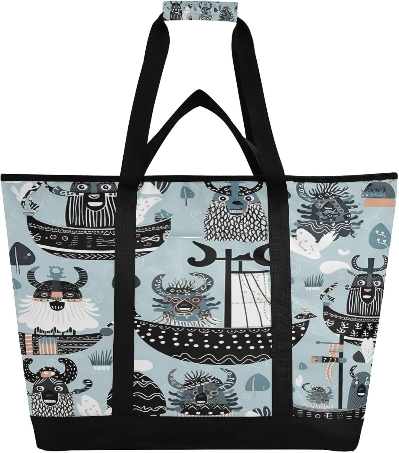Cartoon Vikings Reusable Insulated Lunchbox Cooler Bag, Leakproof Kitchen Grocery Bag Collapsible Portable Cooler Tote Bag for Picnic, Camping, Office, Travel