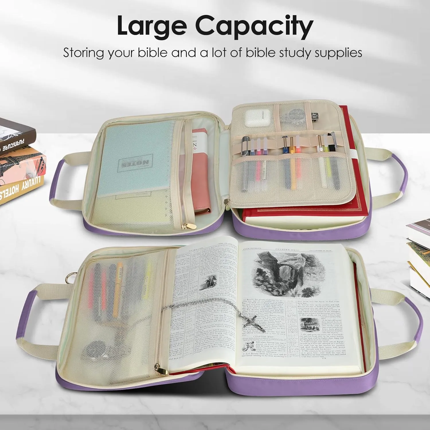 CASIRENA Bible Covers for Women - Extra Large Size Bible Carrying Case, Church Bible Bag, Perfect Gifts for Church Religious