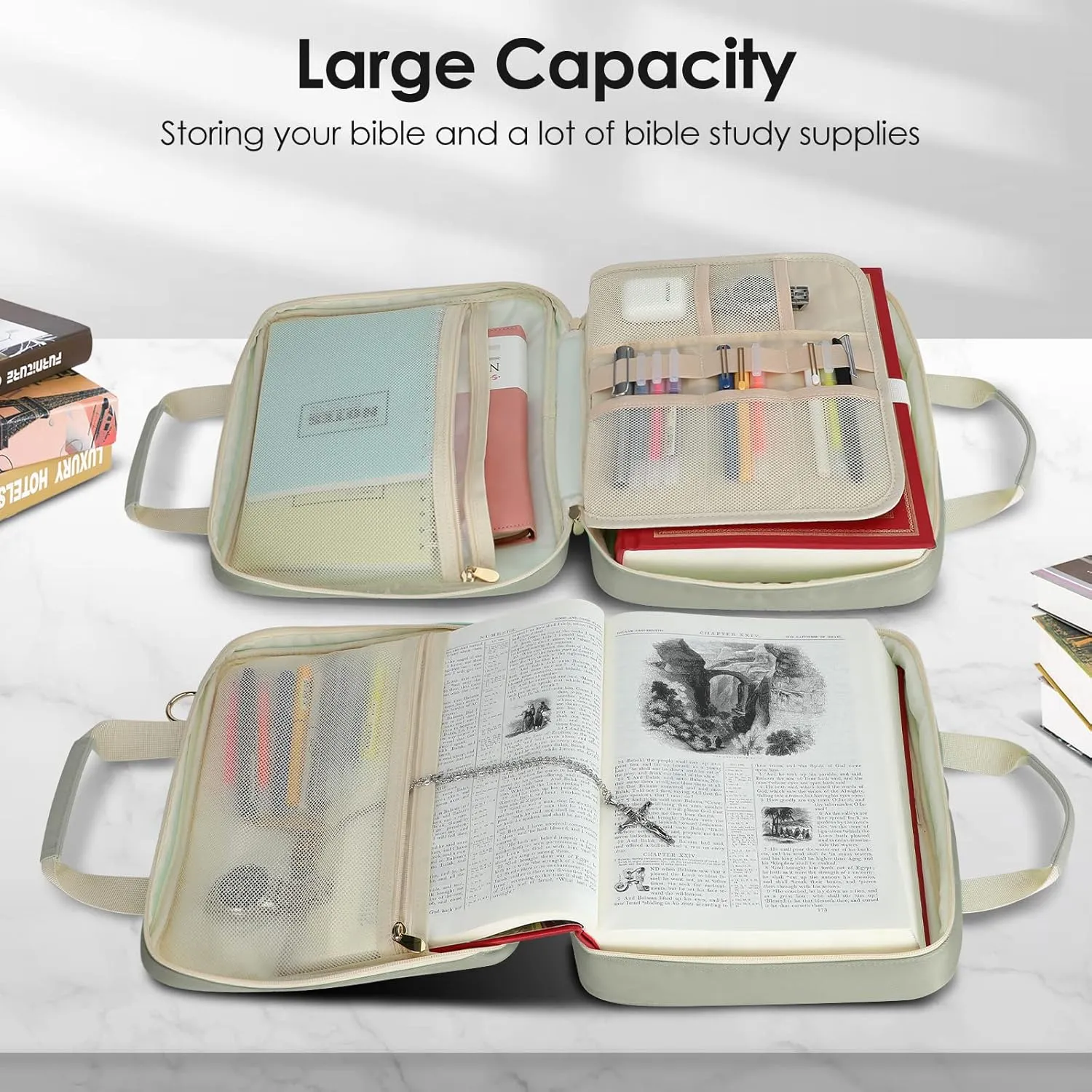 CASIRENA Bible Covers for Women - Extra Large Size Bible Carrying Case, Church Bible Bag, Perfect Gifts for Church Religious