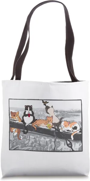 Cats Atop A Skyscraper funny Lunch Parody New York city Tote Bag