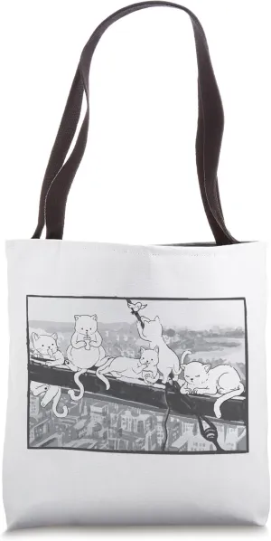 Cats Atop A Skyscraper Lunch Parody Cats Kitten Tote Bag