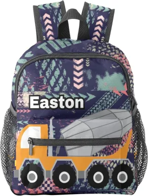 Cement Truck Cool Personalized School Backpack for Kid-Boy/Girl Toddler Daypack Kindergarten Travel Bookbag