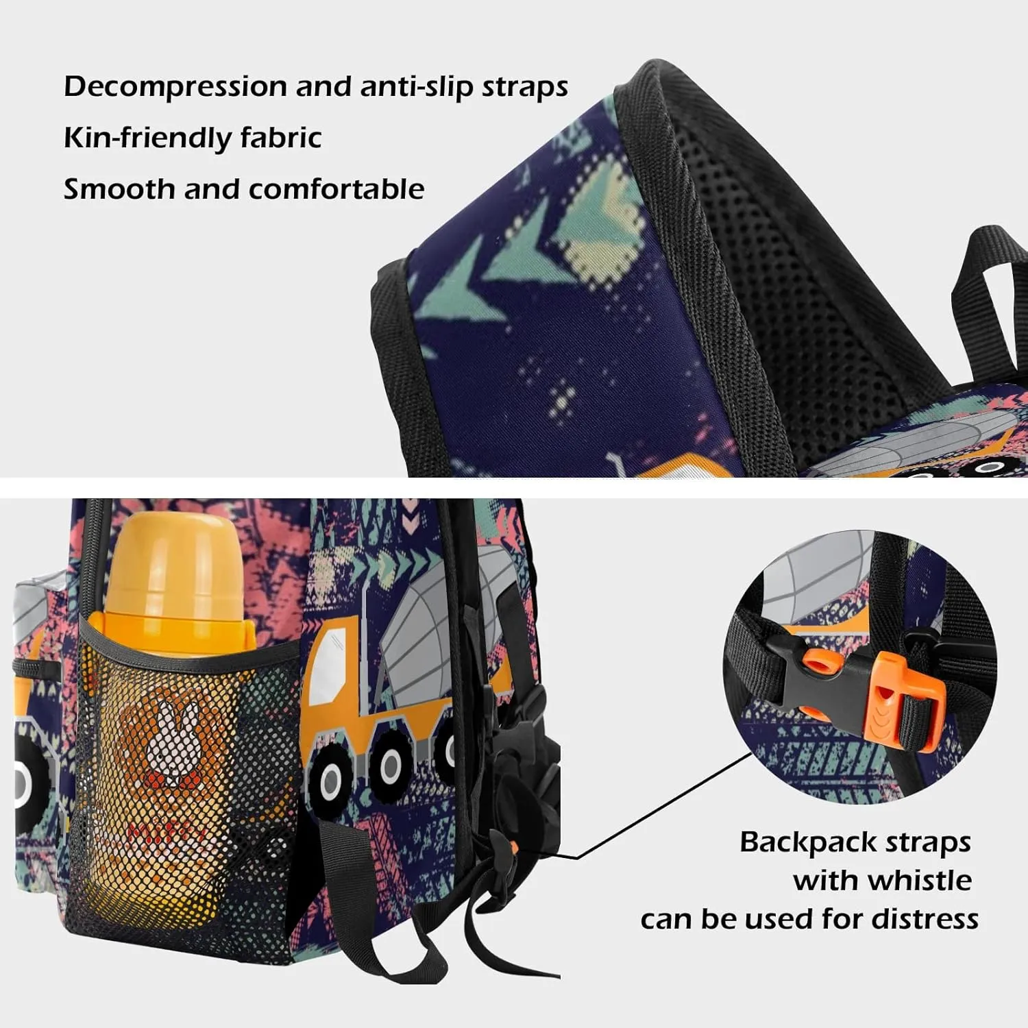 Cement Truck Cool Personalized School Backpack for Kid-Boy/Girl Toddler Daypack Kindergarten Travel Bookbag