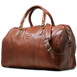 Cenzo Duffle Vecchio Brown Italian Leather Weekender Travel Bag
