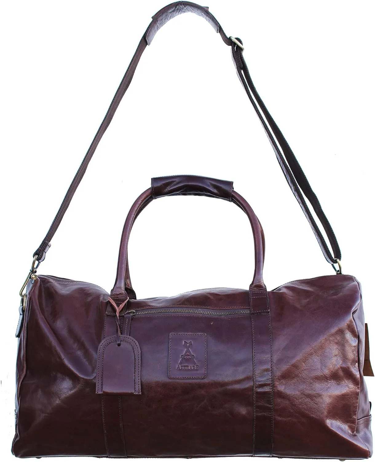 CHALLENGER Leather Cow Hide Carry-On Duffle Duffel Weekend Luggage Travel Bag 12DB002
