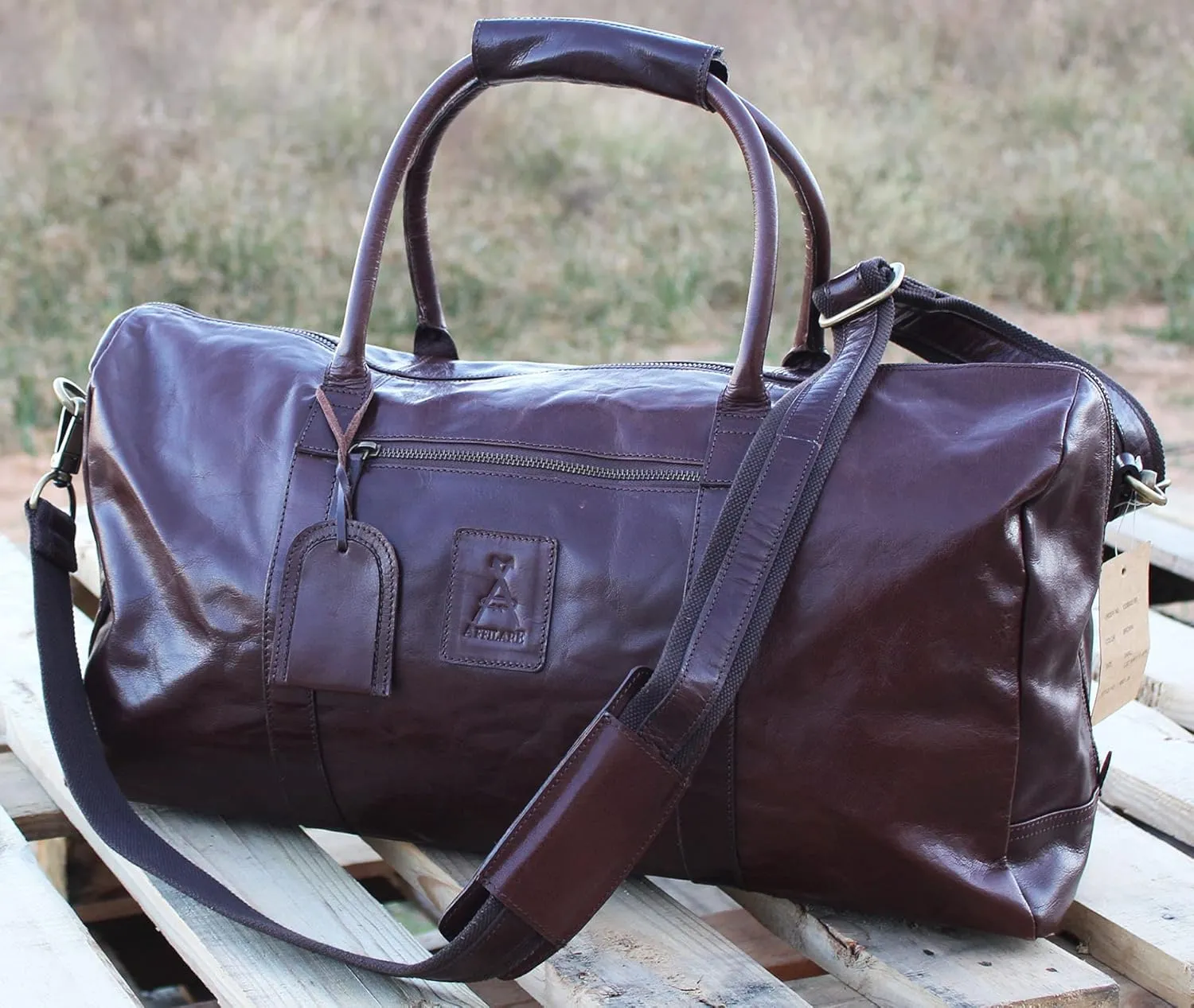 CHALLENGER Leather Cow Hide Carry-On Duffle Duffel Weekend Luggage Travel Bag 12DB002