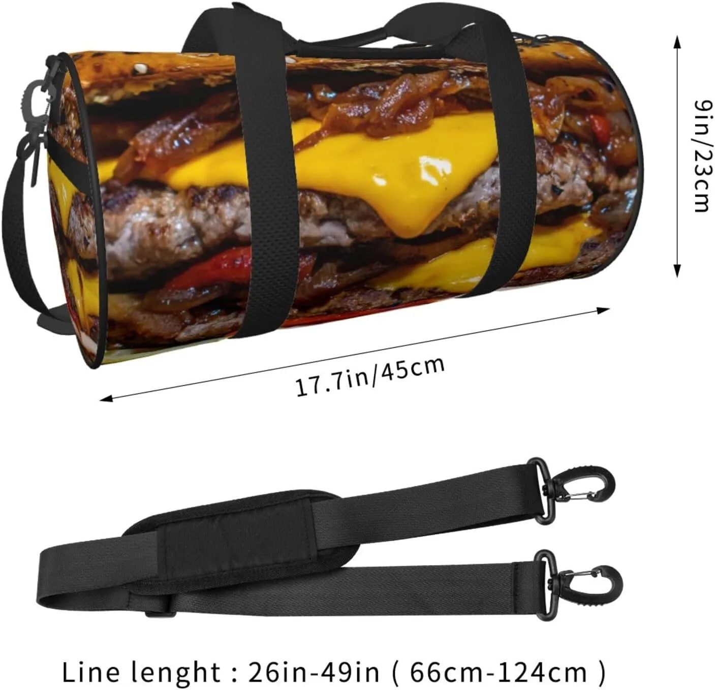 Cheeseburger Sports Gym Duffel Bag For Men Women Weekender Travel Workout Training Handbag