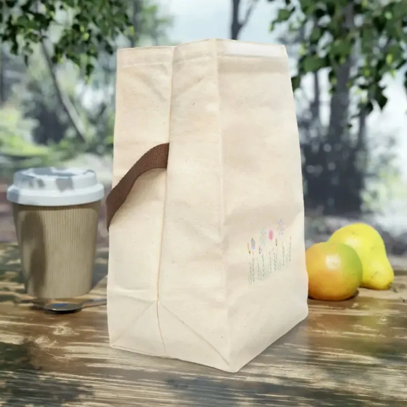 Chic Flower Fields Canvas Lunch Bag for Midday Swagger
