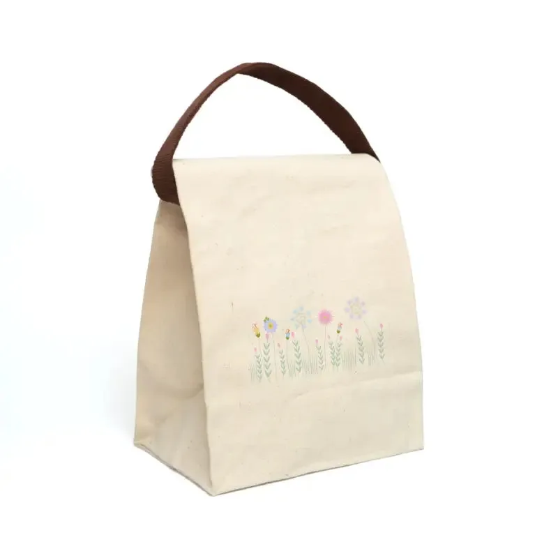 Chic Flower Fields Canvas Lunch Bag for Midday Swagger