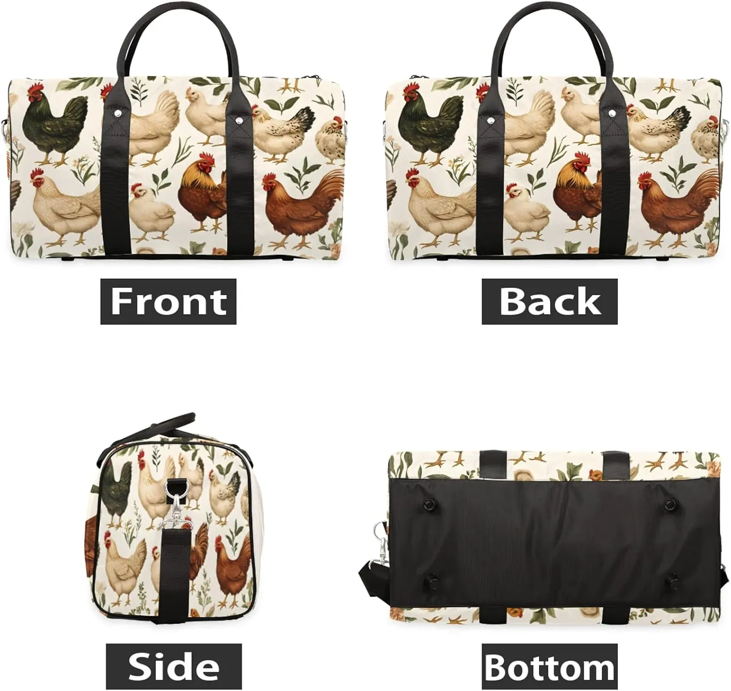 Chicken Duffle Bag for Travel, Overnight Weekend Gym Carry On Luggage Bag, Hen And Chicken Travel Duffel Bag for Men Women