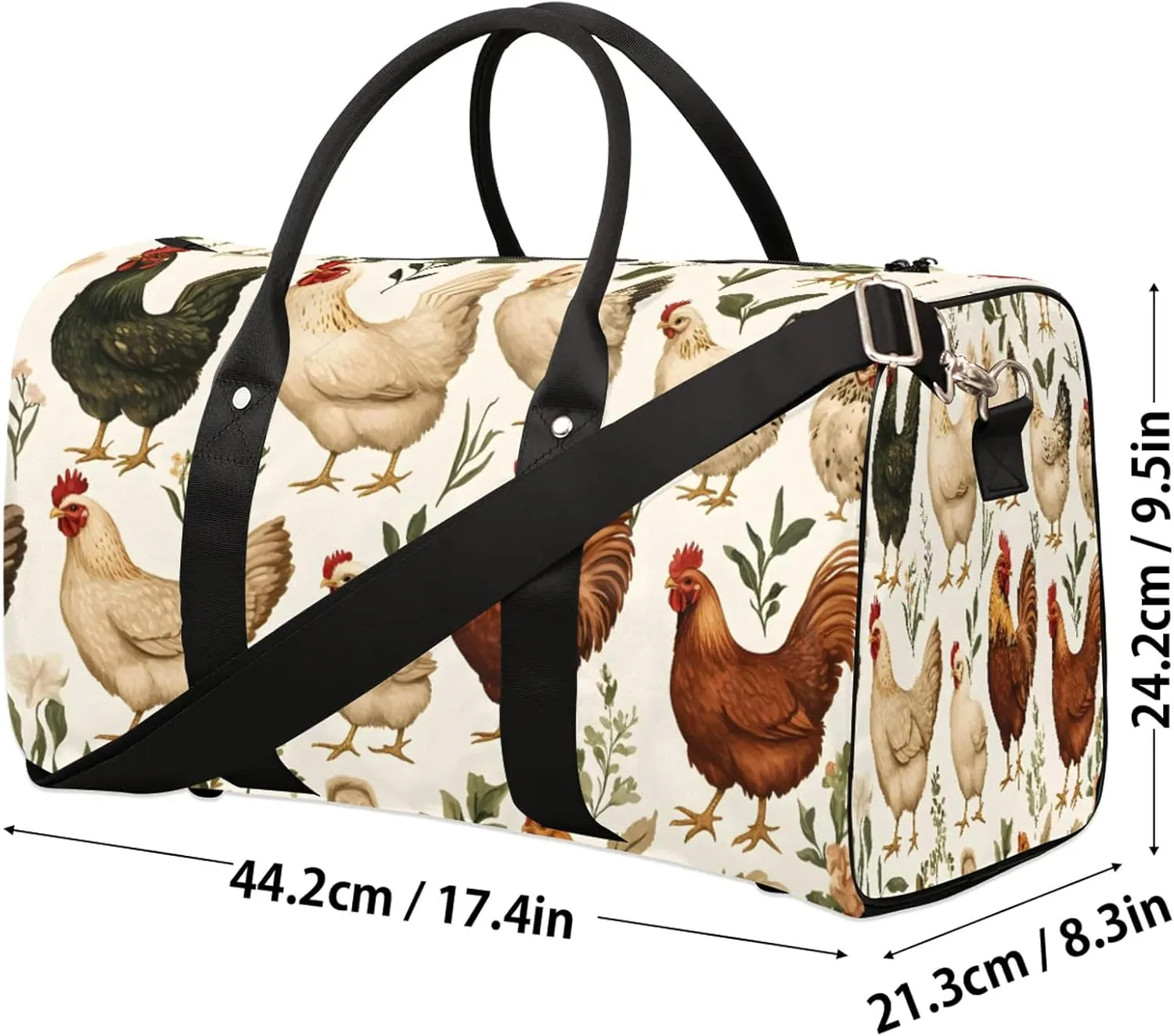 Chicken Duffle Bag for Travel, Overnight Weekend Gym Carry On Luggage Bag, Hen And Chicken Travel Duffel Bag for Men Women