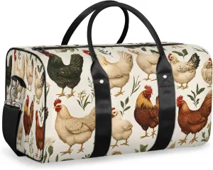 Chicken Duffle Bag for Travel, Overnight Weekend Gym Carry On Luggage Bag, Hen And Chicken Travel Duffel Bag for Men Women
