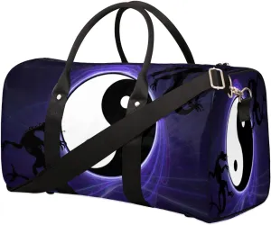 Chinese Tai Chi Duffel Bag Sport Gym Duffle Bag Travel Bag Waterproof Weekender Overnight Tote Bag Foldable Carry on Bag Training Shoulder Bag for Women Men
