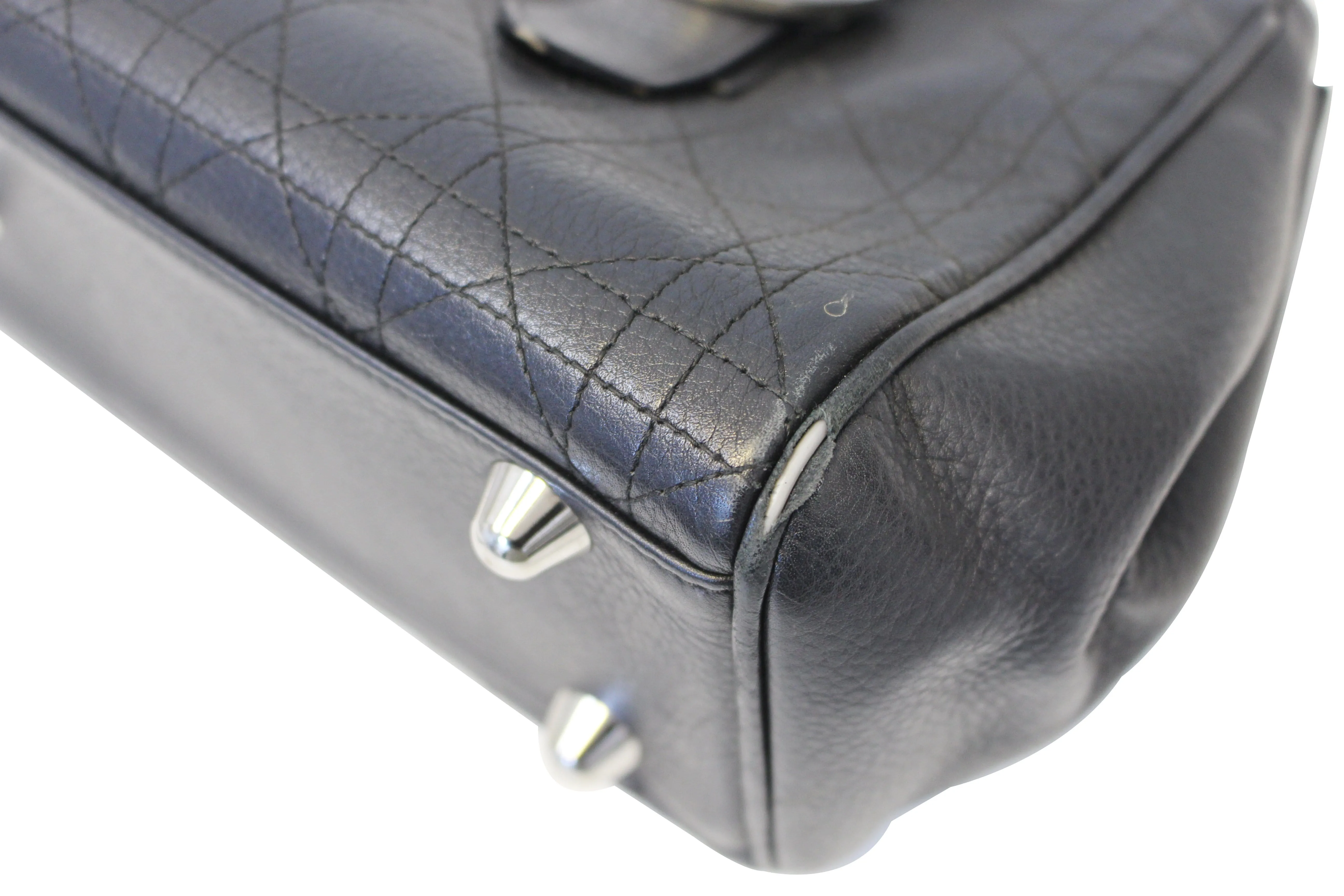 CHRISTIAN DIOR Black Leather Cannage Medium Tote Bag