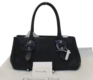 CHRISTIAN DIOR Black Leather Cannage Medium Tote Bag