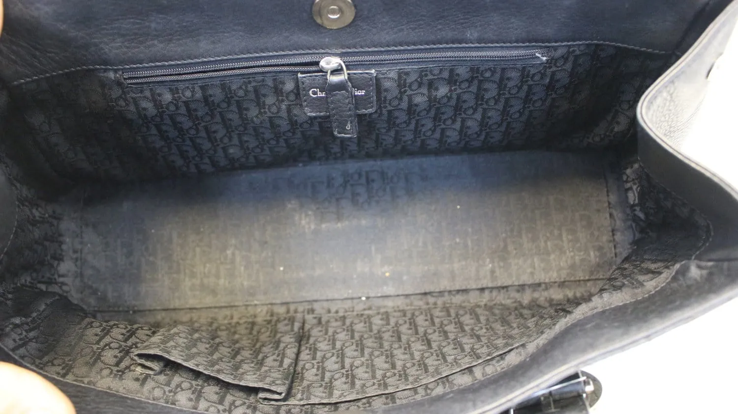 CHRISTIAN DIOR Black Leather Cannage Medium Tote Bag