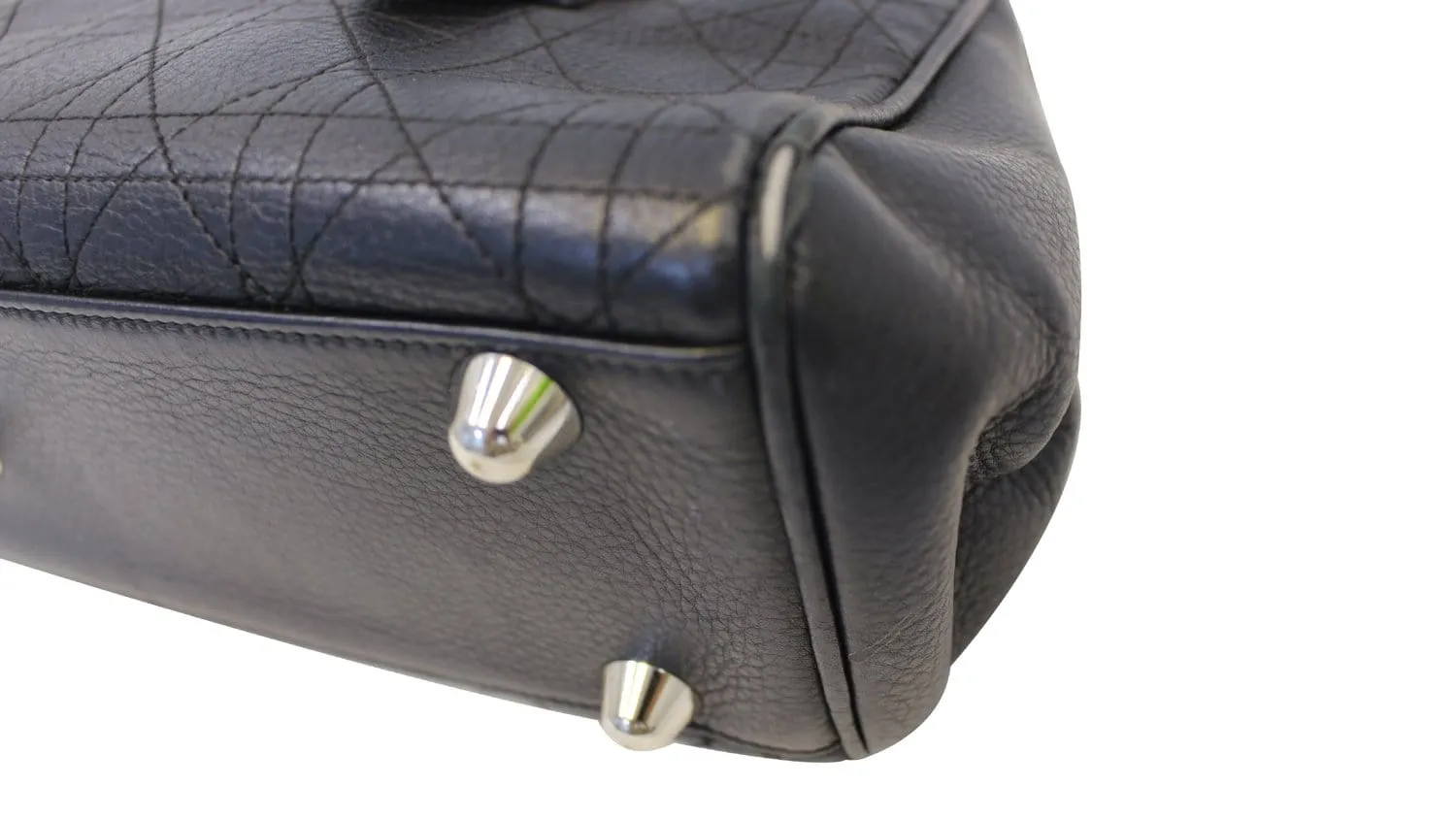 CHRISTIAN DIOR Black Leather Cannage Medium Tote Bag