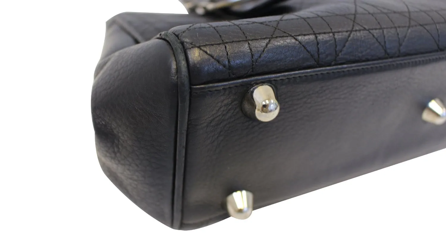 CHRISTIAN DIOR Black Leather Cannage Medium Tote Bag