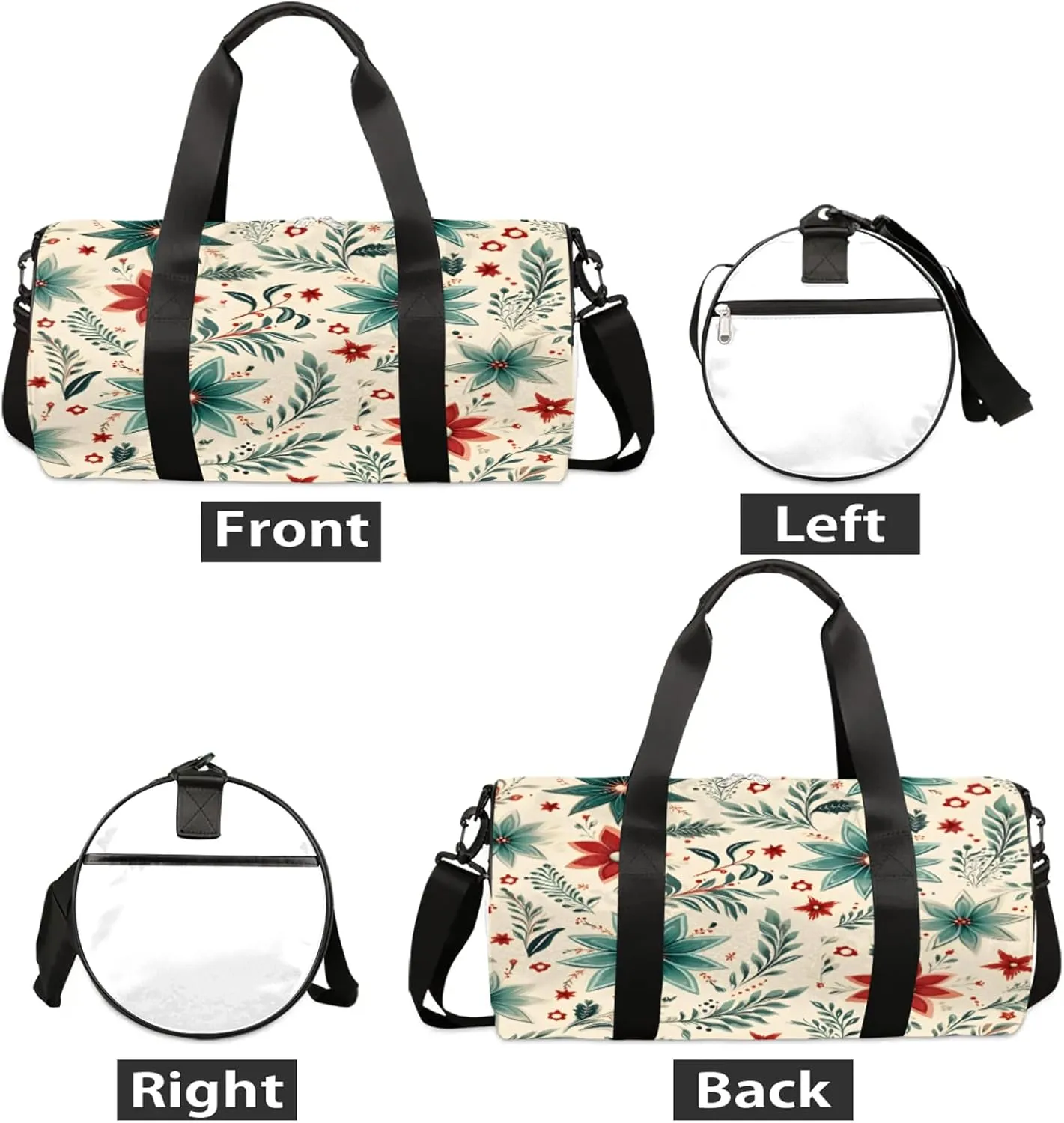 Christmas Poinsettia Red Flower Sports Gym Bag for Men Women Lightweight Travel Duffle Bag with Shoulder Strap Waterproof Carry On Weekender Overnight Bag for Travel Sports Gym